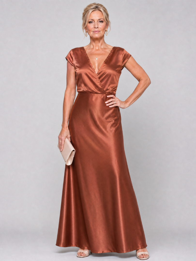 Adeline | Cap Sleeve Wrap Bodice Maxi Dress