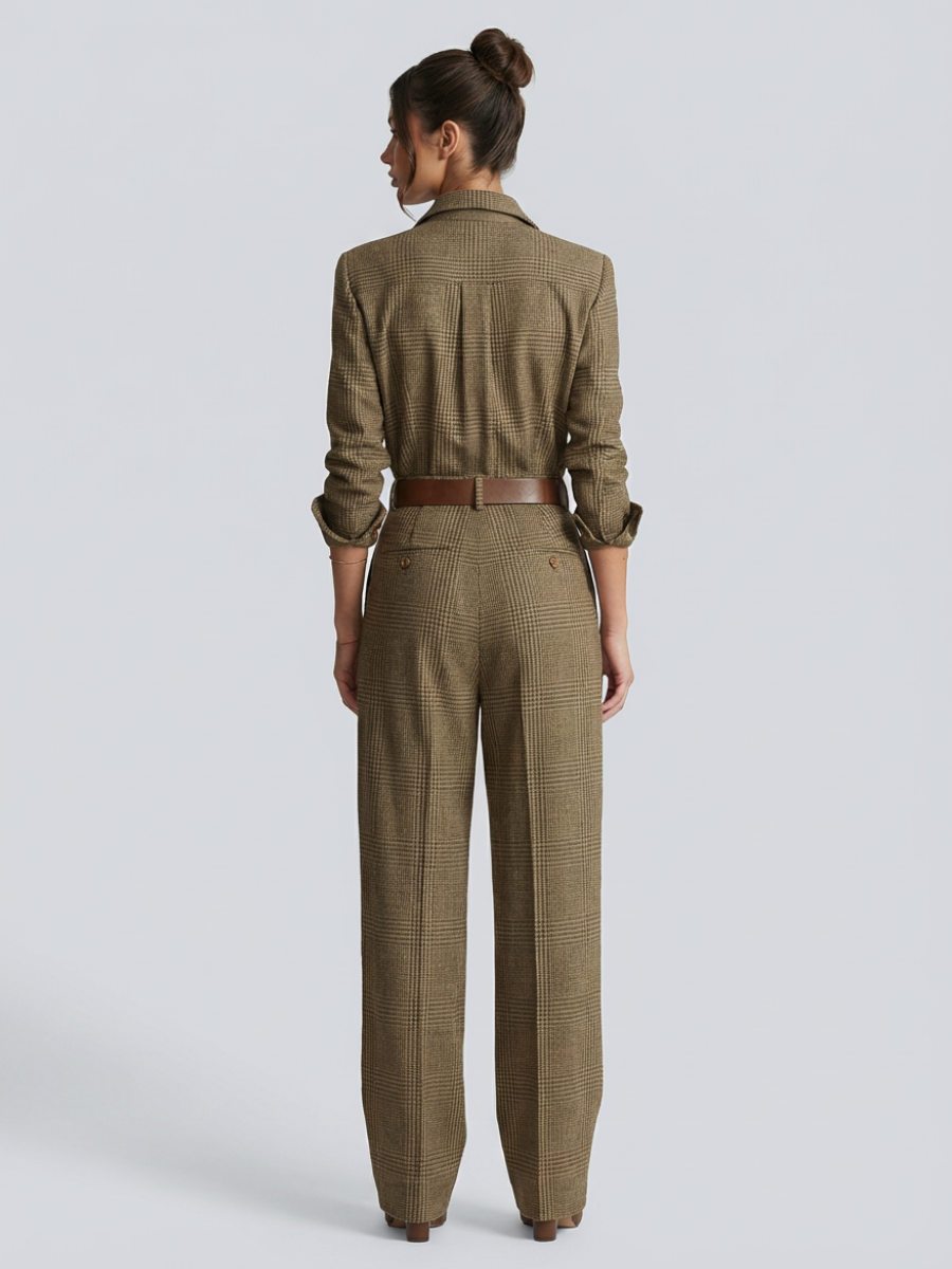Fiona | Elegant Tweed Jumpsuit with Check Pattern
