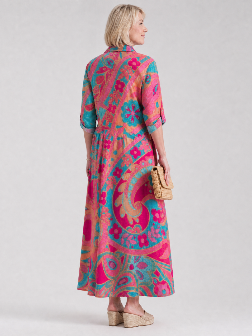 Zara | Printed Button-Front Collared Midi Dress