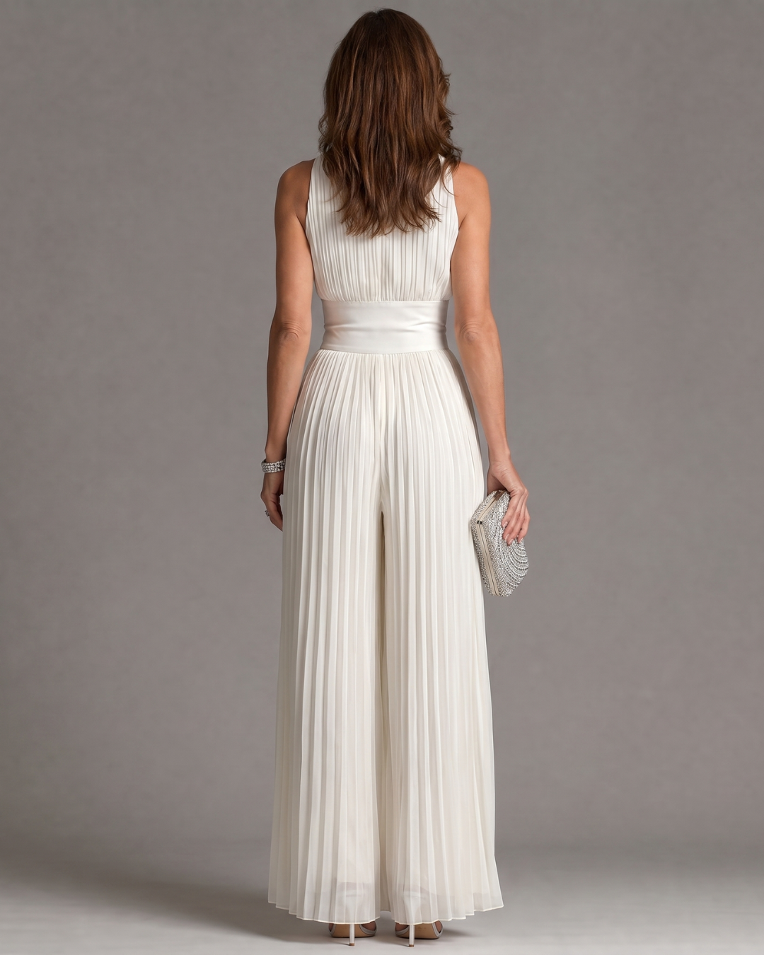 Chloe | Pleated Halter Neck Wide Leg Jumpsuit