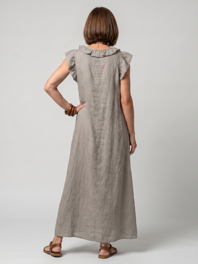 Aurelia | Sleeveless Ruffle Trim Midi Dress
