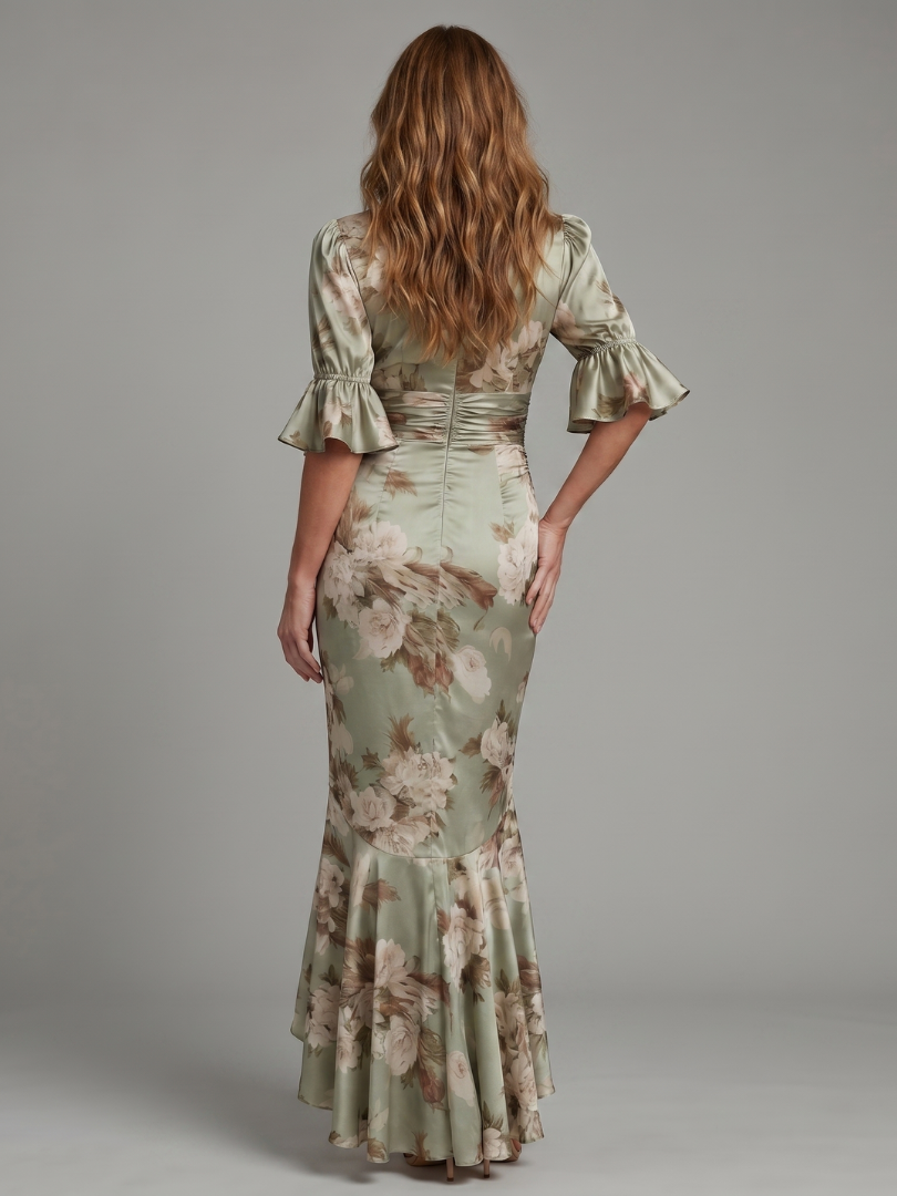 Alejandra | Short Sleeve Ruched Waist Midi Dress