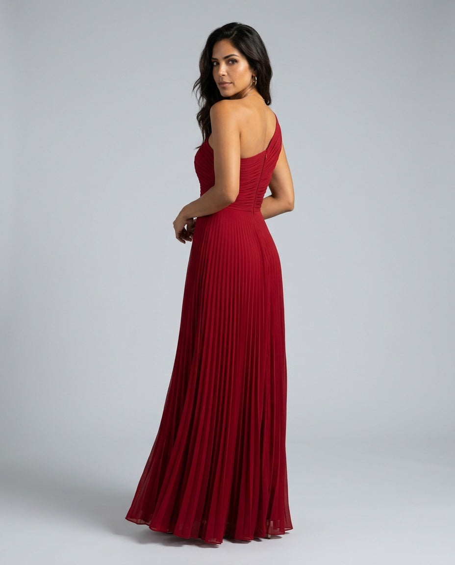 Aubrey | One-Shoulder Pleated Maxi Dress