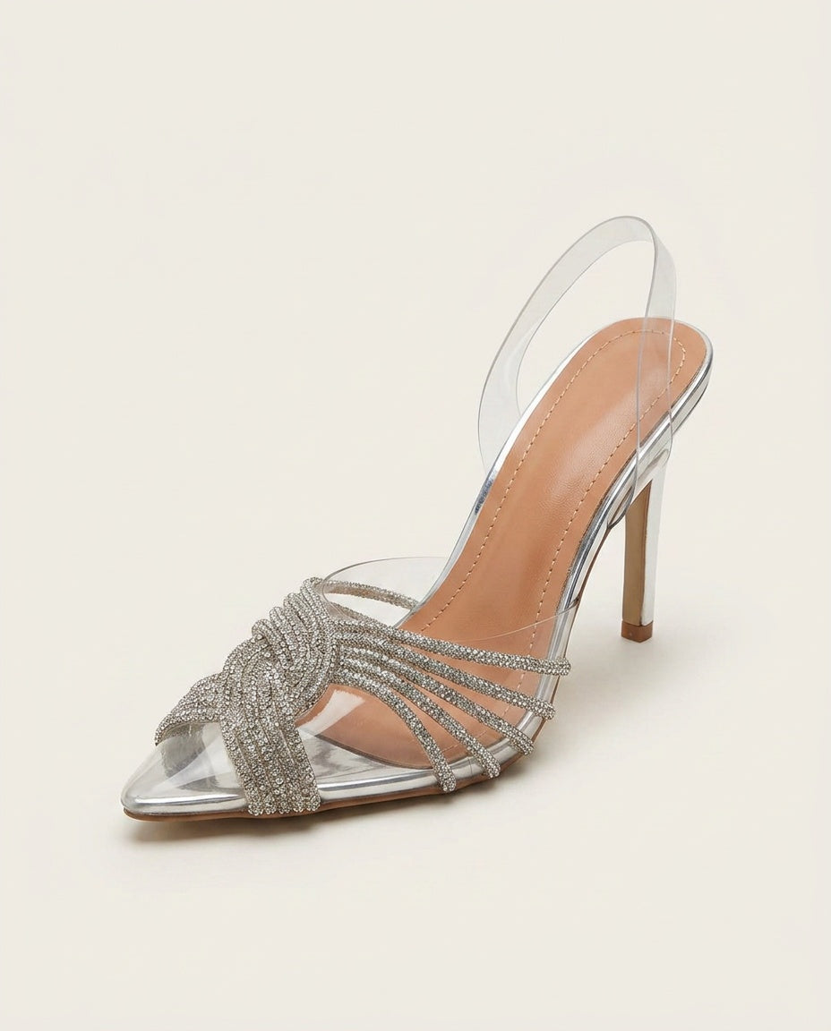 Lumi | Crystal Embellished Silver Sandals