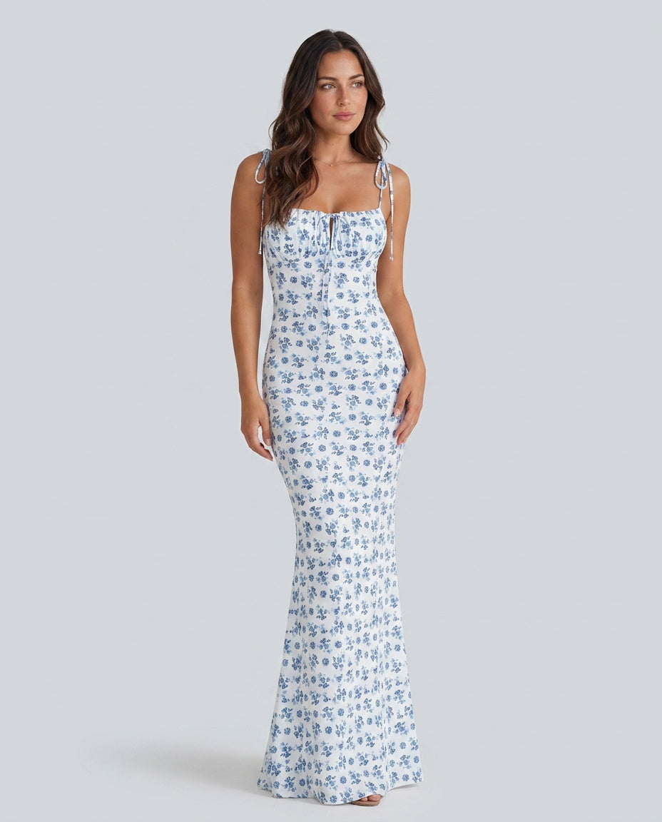 Maeve | Floral Print Bow Detail Maxi Dress