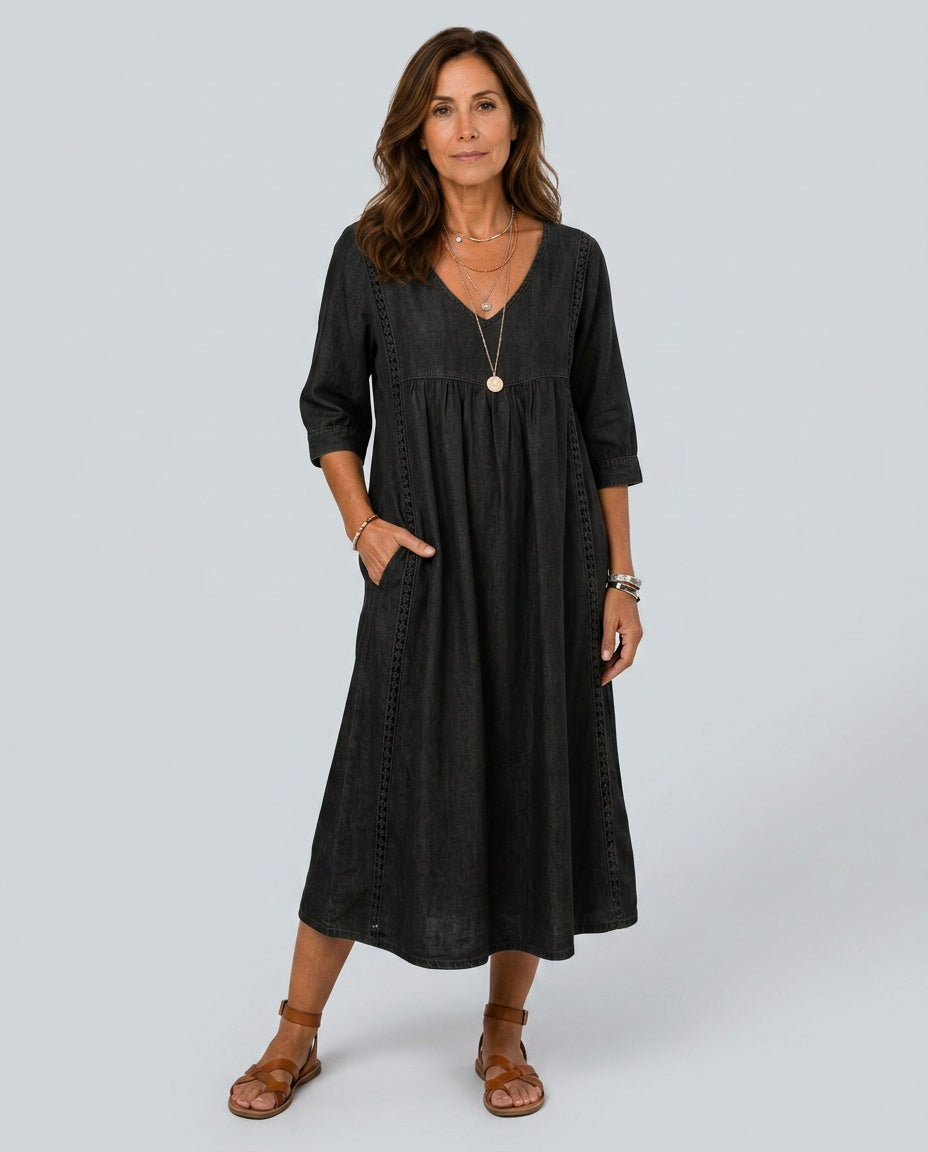 Martha | Patchwork Lace Trim Casual Maxi Dress
