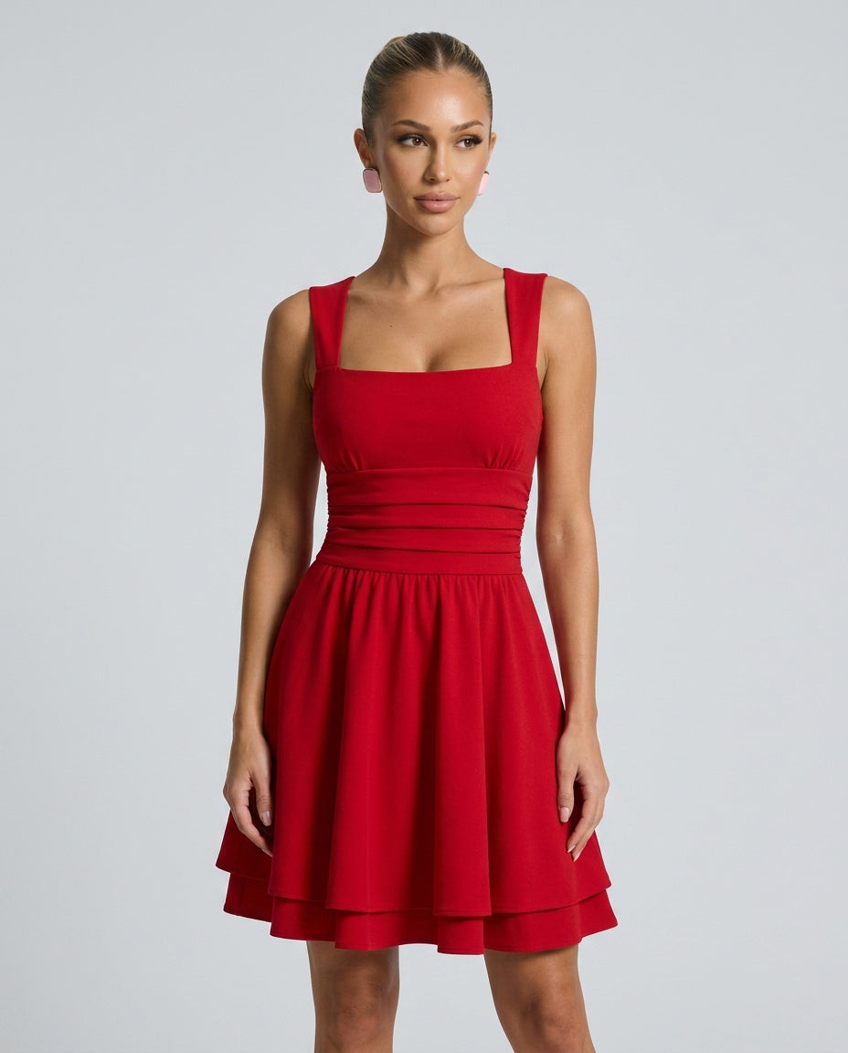 Blair | Sleeveless Square Neck Flared Mini Dress