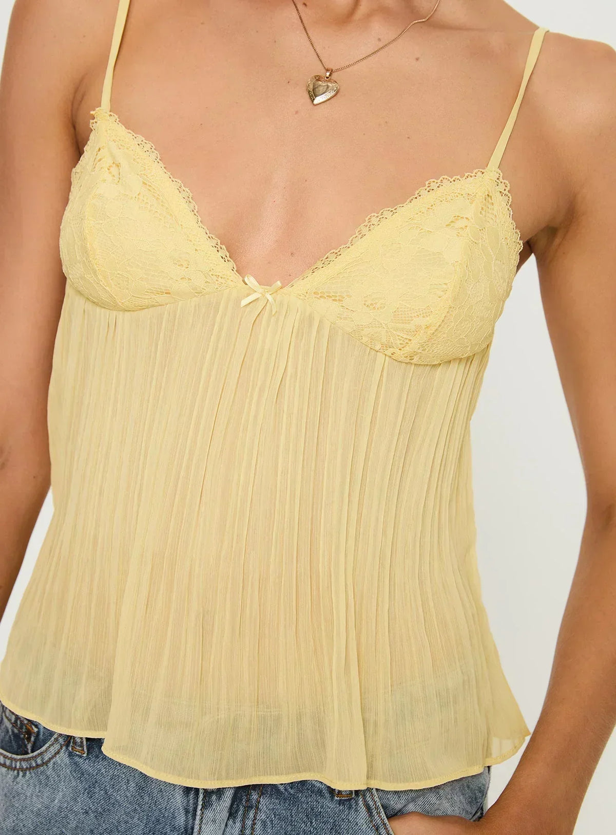 Soleil | Pleated Sweetheart Spaghetti Strap Top