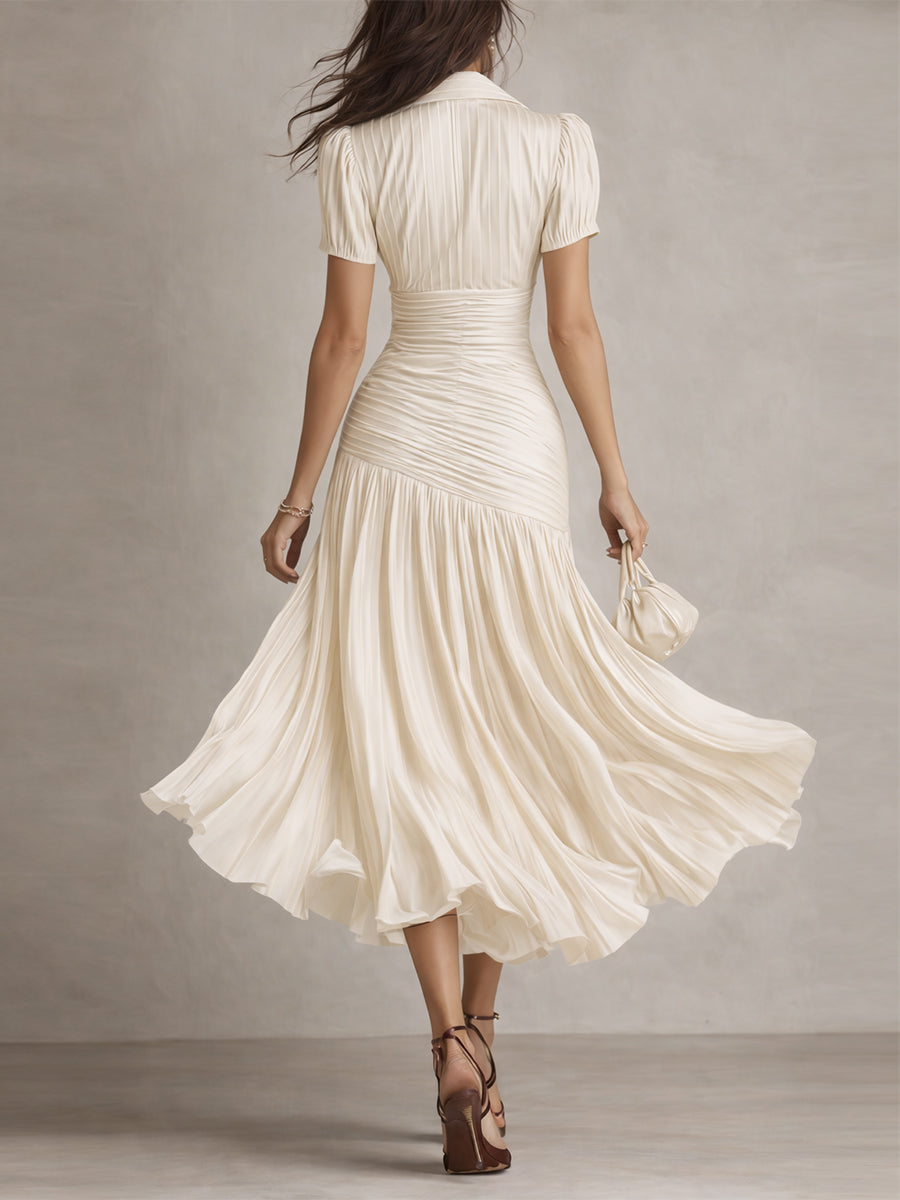 Ottavia | Retro Striped Satin-Look Midi Dress