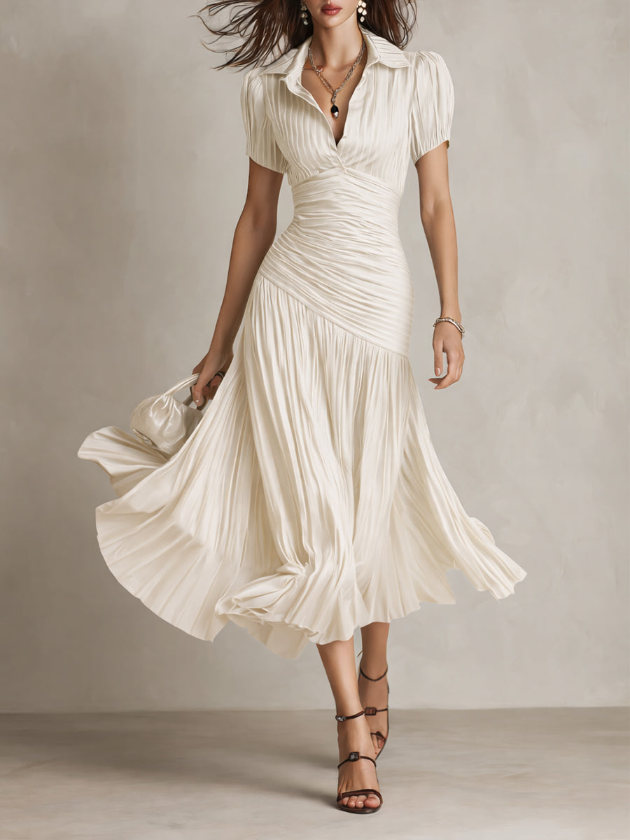Ottavia | Retro Striped Satin-Look Midi Dress