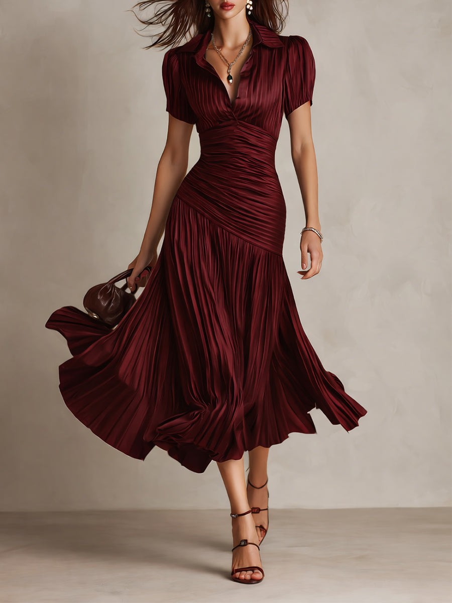 Ottavia | Retro Striped Satin-Look Midi Dress
