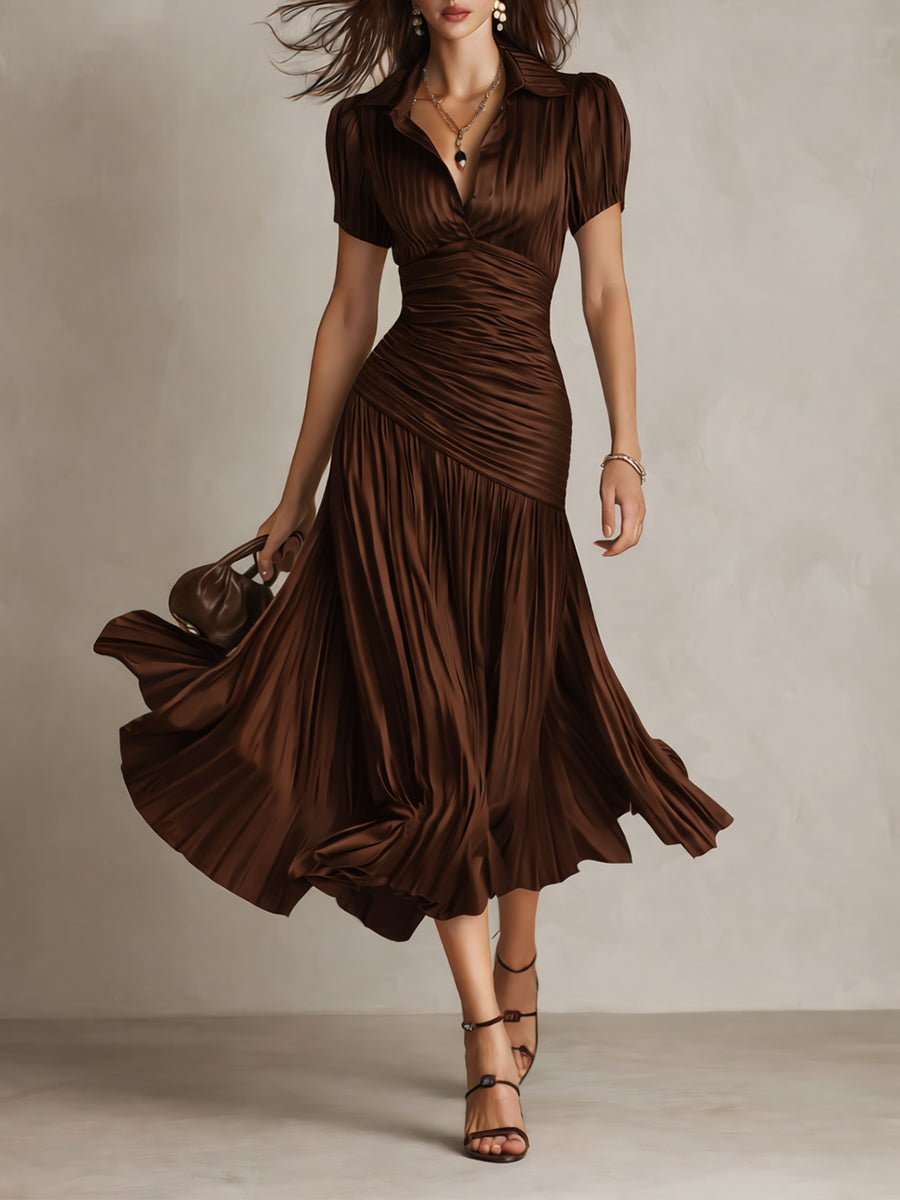 Ottavia | Retro Striped Satin-Look Midi Dress