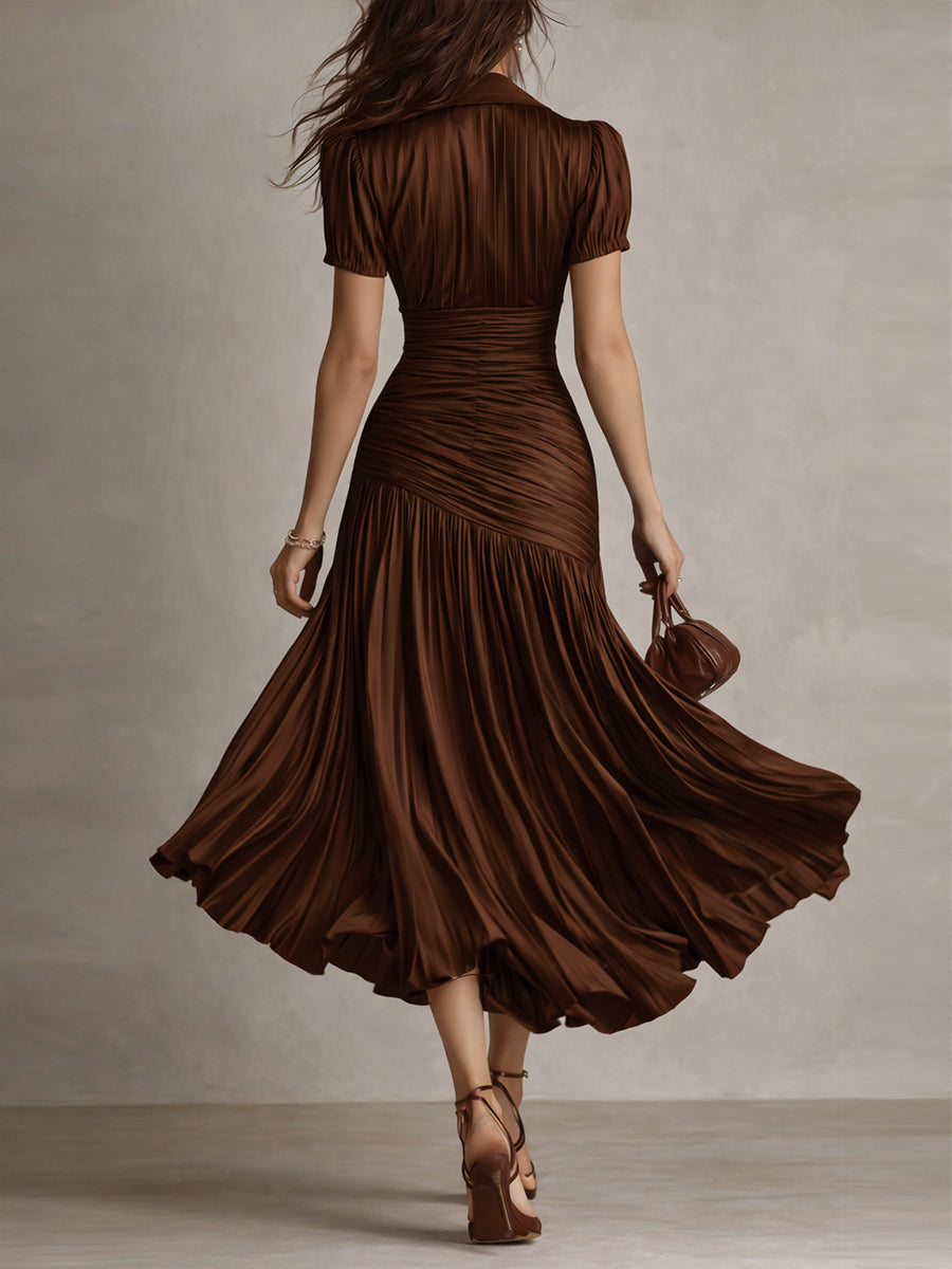Ottavia | Retro Striped Satin-Look Midi Dress