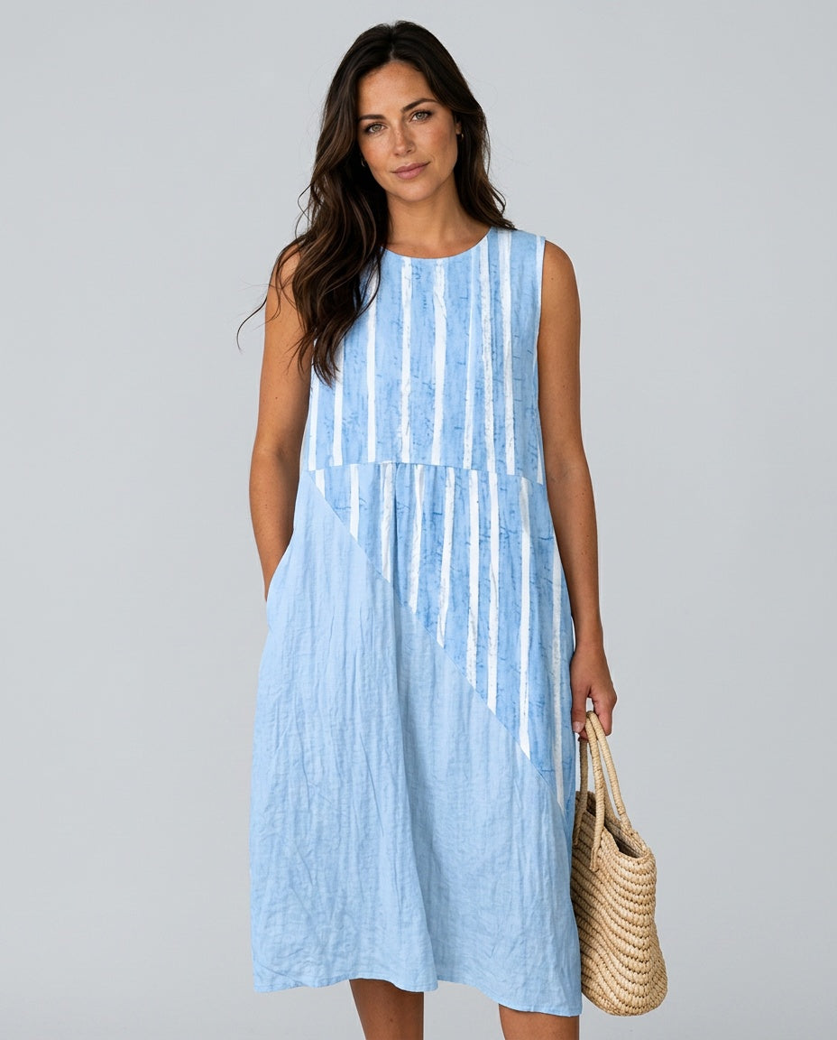 Sienna | Check Print Linen-Blend Midi Dress