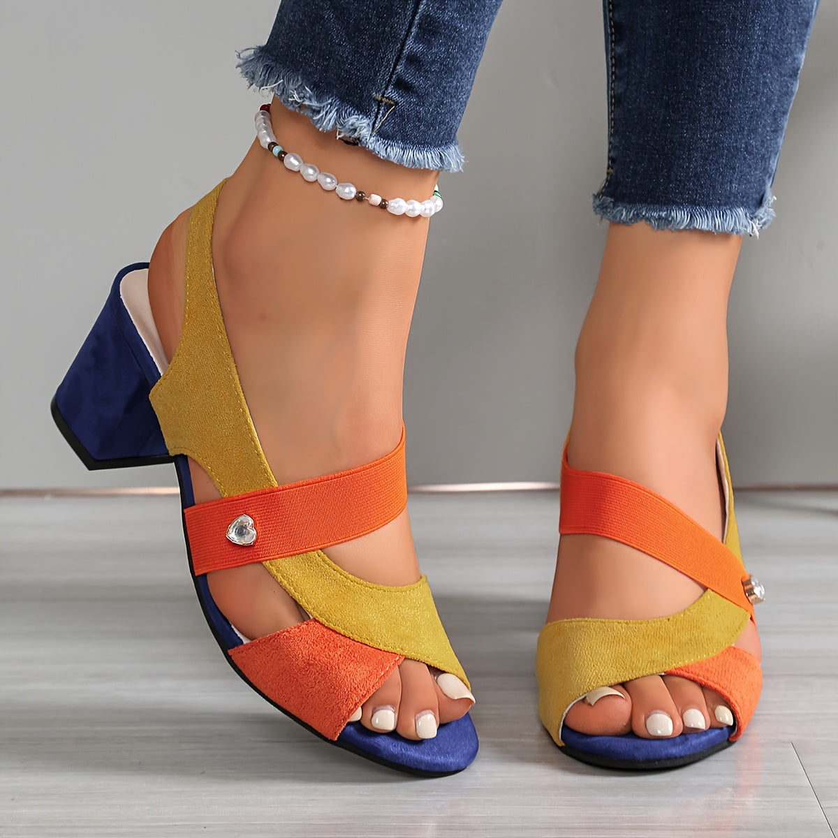 Azura | Ocean Blue Block Heel Sandals