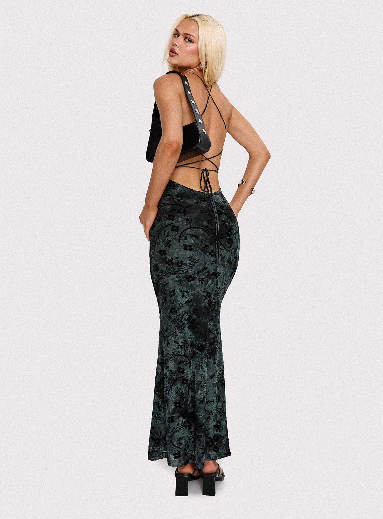 Riley | Backless Cowl Neck Velvet Maxi Dress