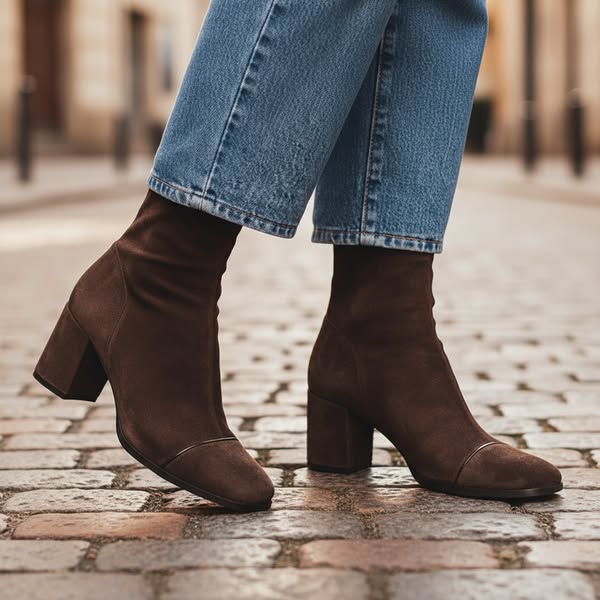 Adriana | Suede-Look Heeled Ankle Boots