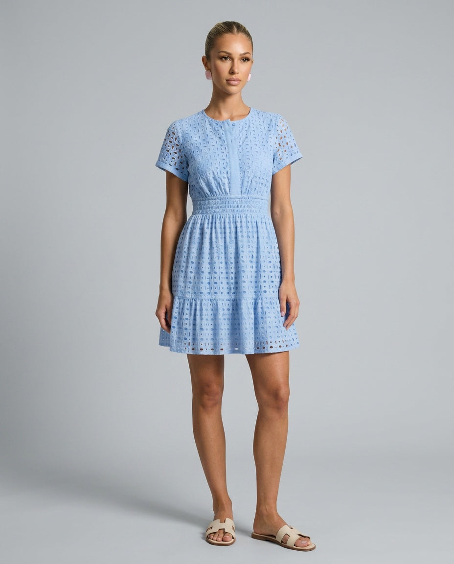 Anouk | Flutter Sleeve Eyelet Mini Dress