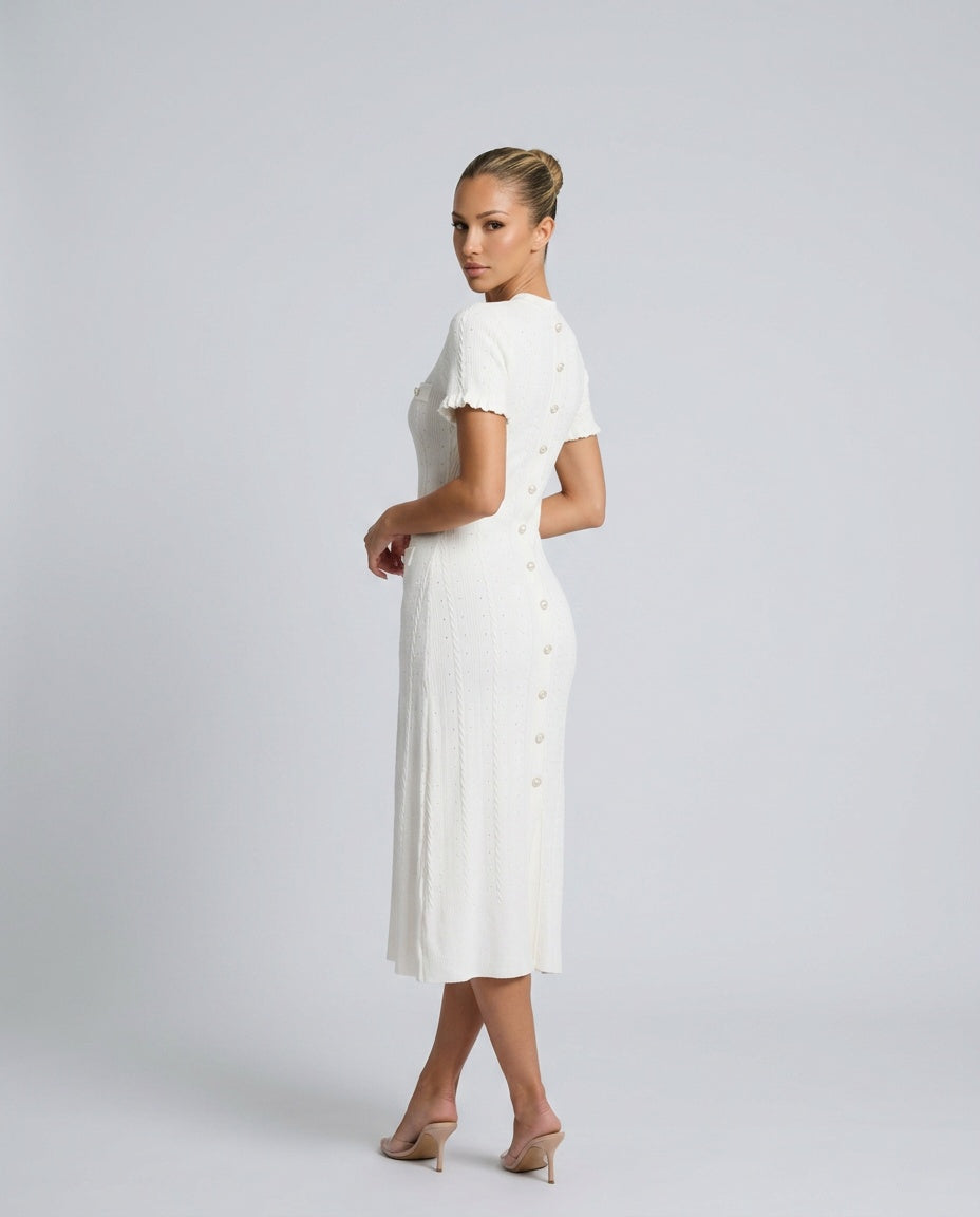 Marlowe | Perforated Knit Midi Dress