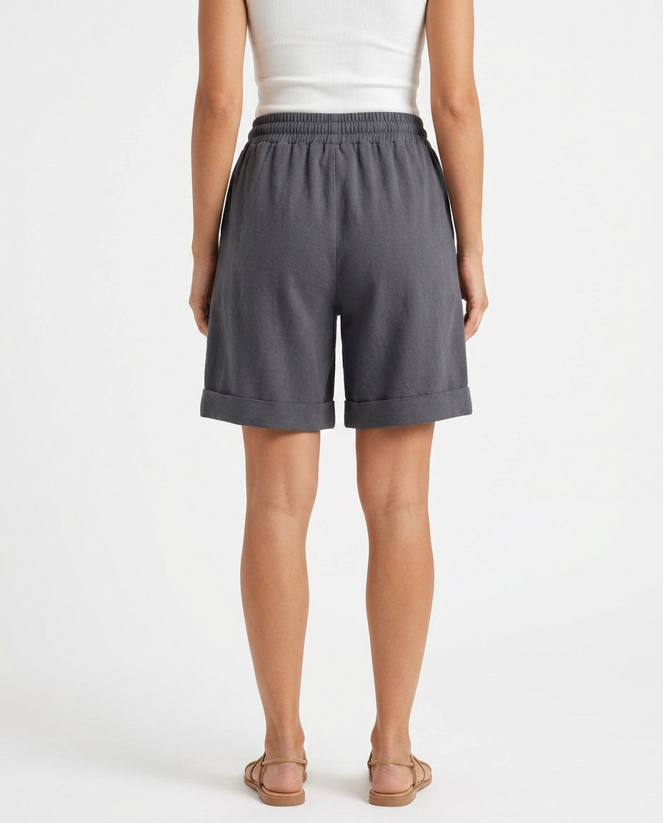 Mariana | Wide-Leg Elastic Waist Cotton Shorts