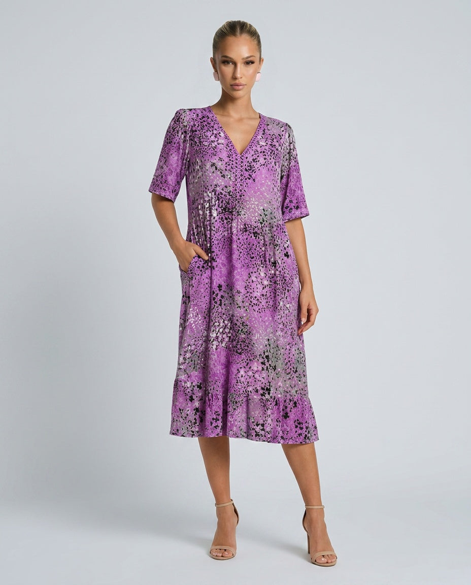 Giselle | V-Neck Side Pocket Midi Dress