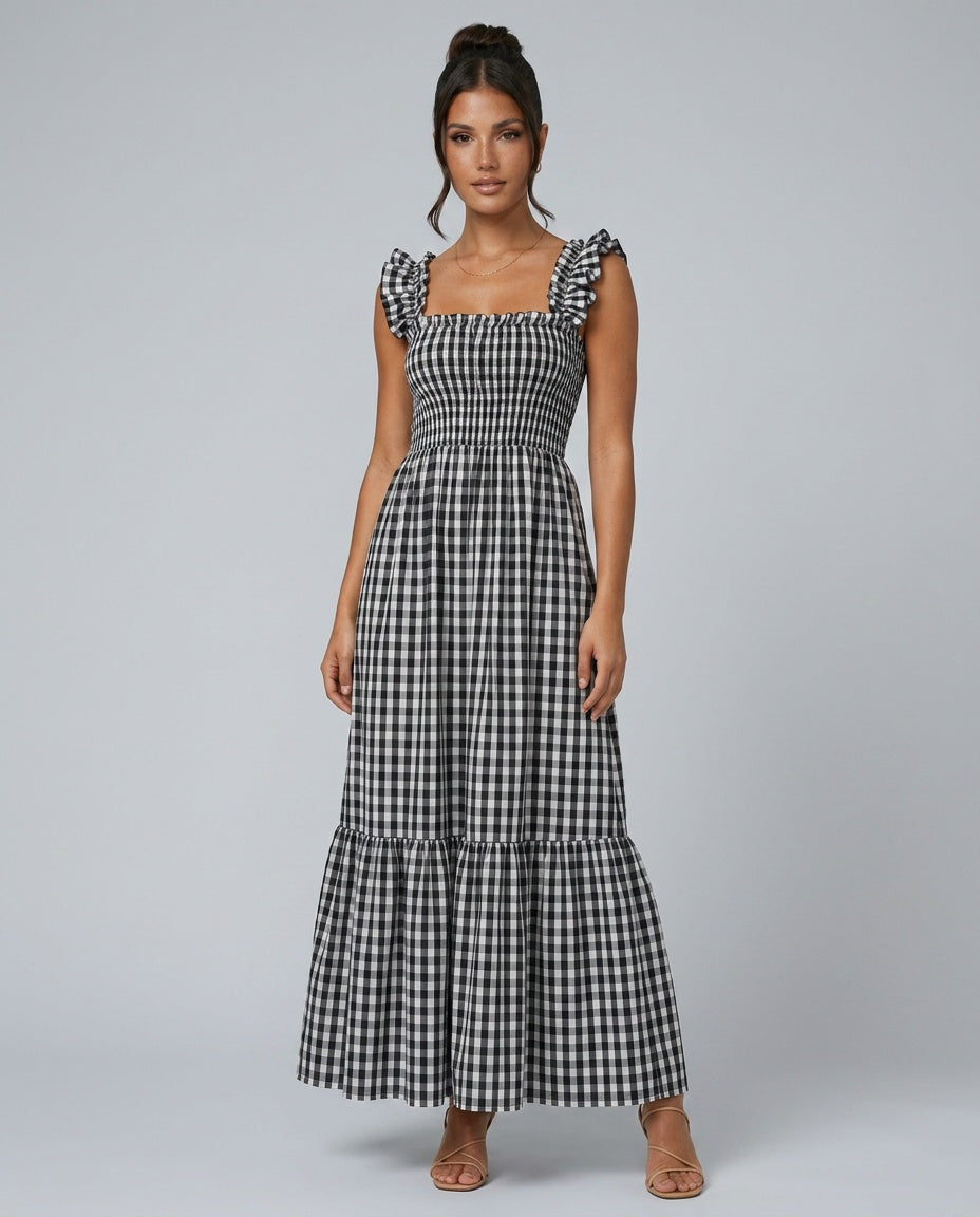 Billie | Plaid Spaghetti Strap Camisole Maxi Dress