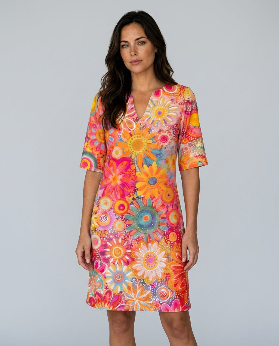 Thea | Floral Print Knee-Length Midi Dress