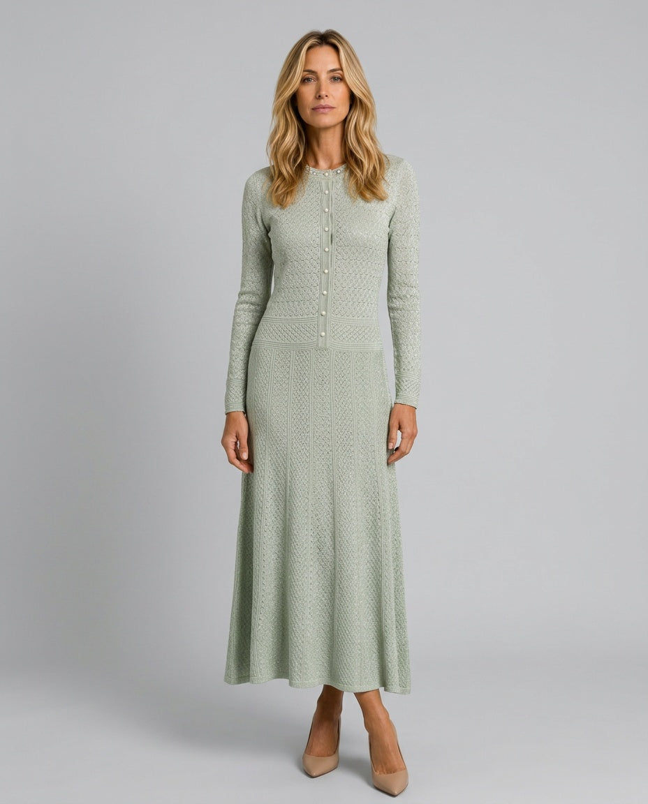 Zara | Metallic Viscose-Knit Maxi Dress