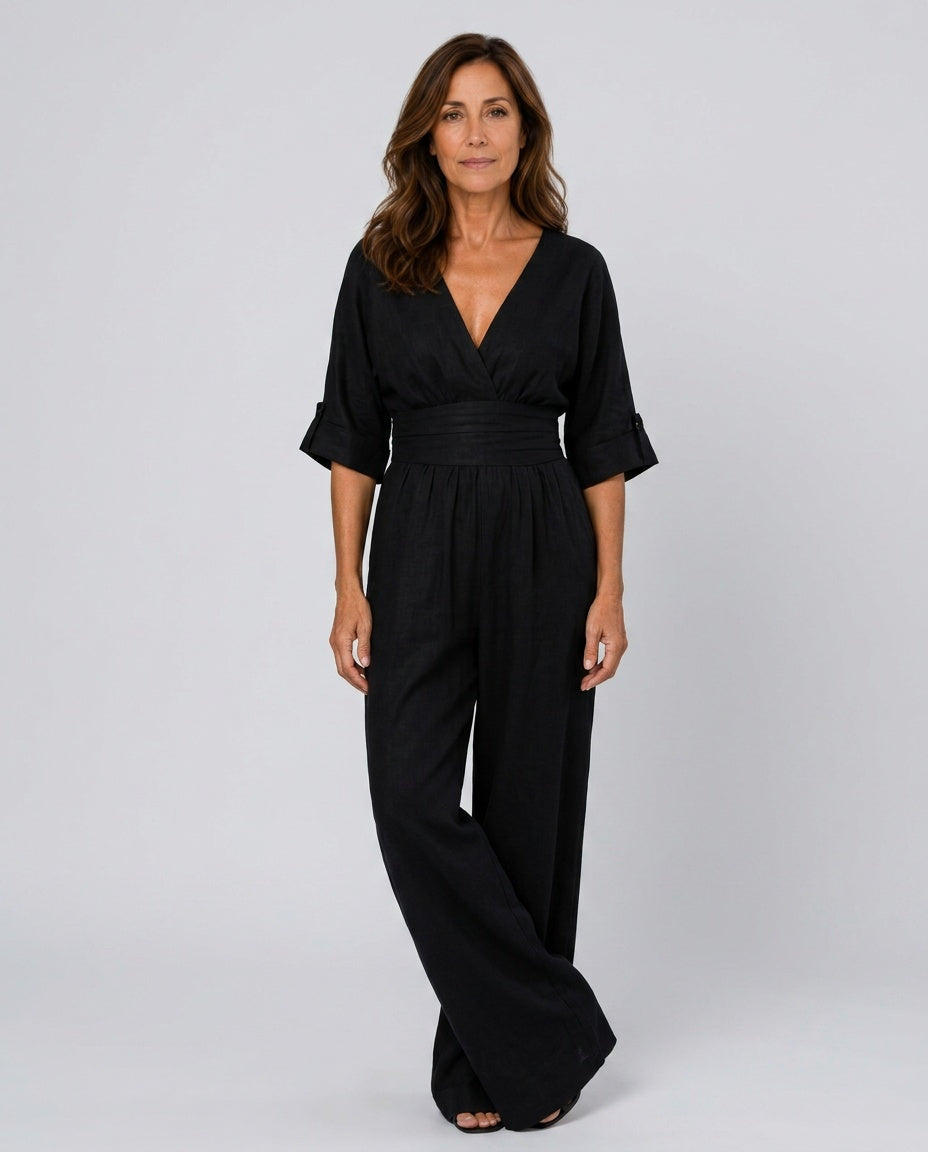 Una | Wide-Leg Linen-Blend Sleeveless Jumpsuit