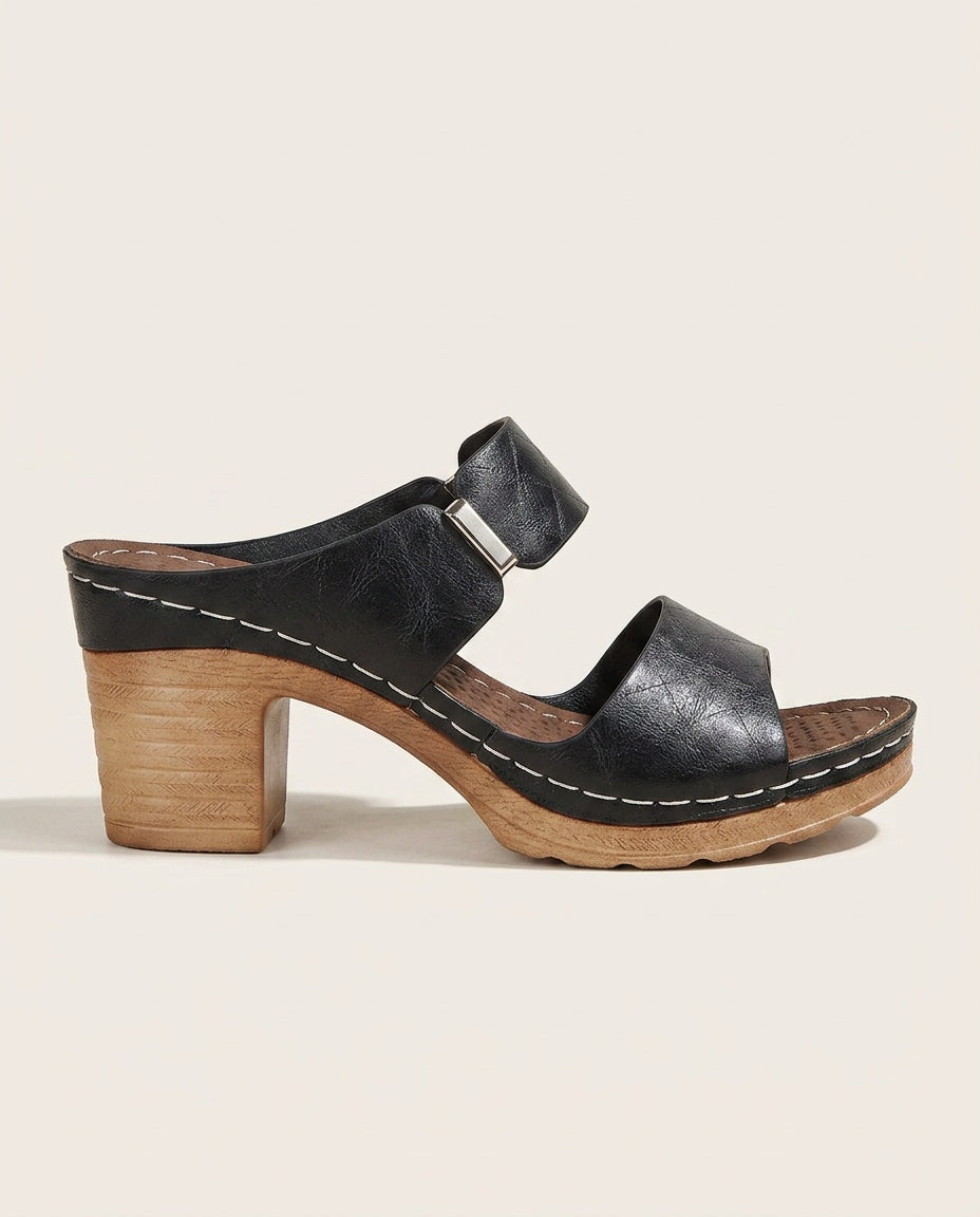 Salma | Quilted Block Heel Sandals with Cushioned Footbed