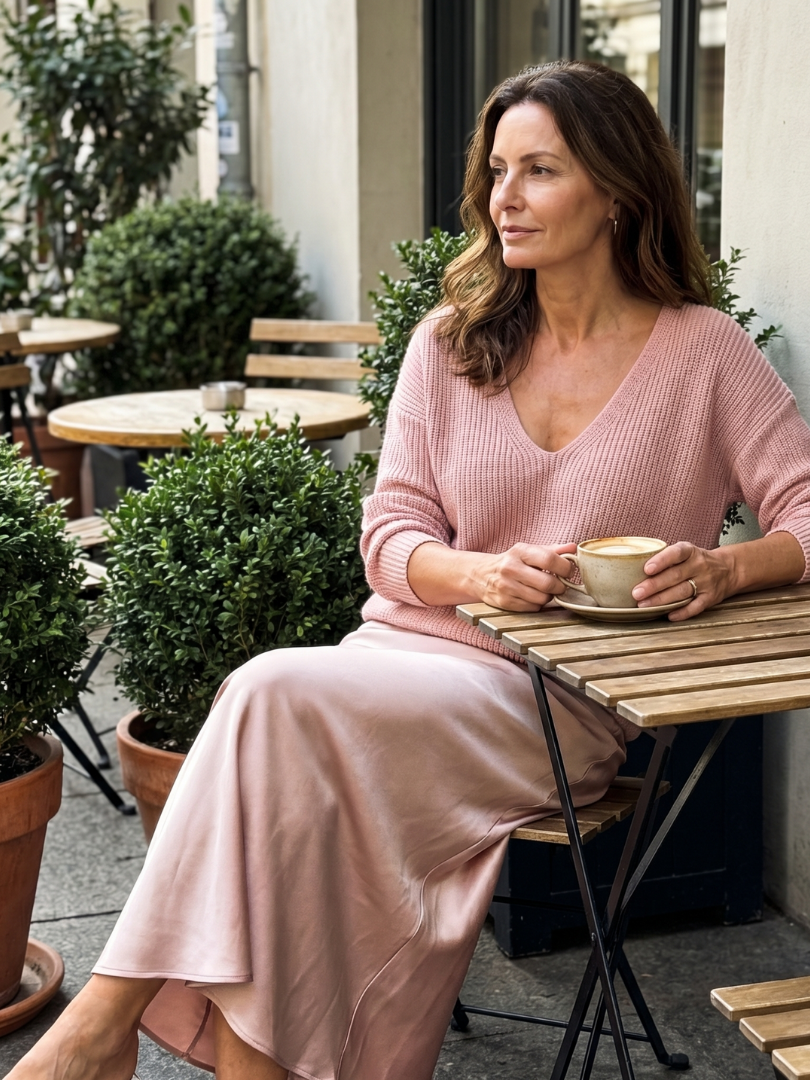 Vesna | Satin-Look Bias Skirt & Knit Layer Co-ord Set