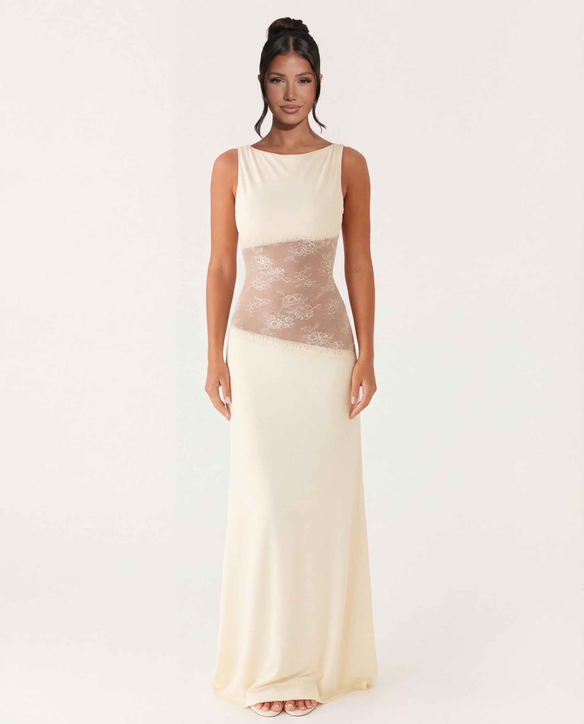 Marta | Lace Waist Open Back Maxi Dress