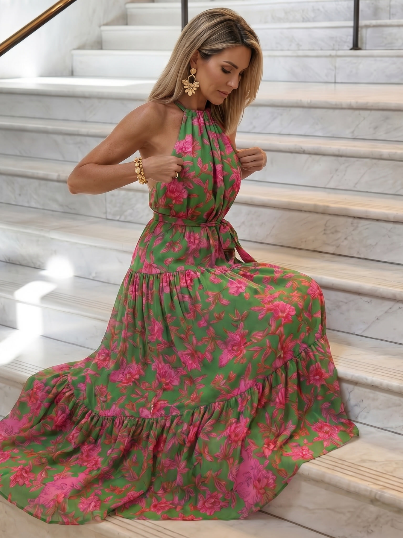 Gemma | Draped Halter Midi Dress