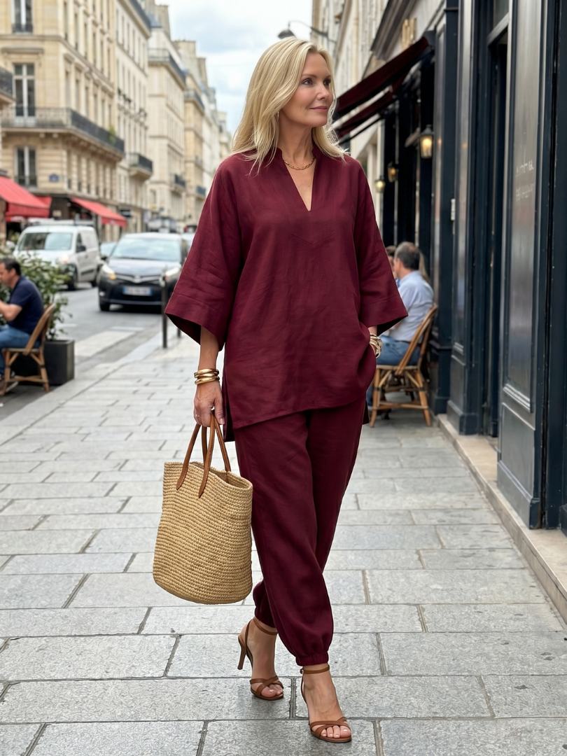 Seraphina | V-Neck Gathered Tunic & Trouser Co-ord Set