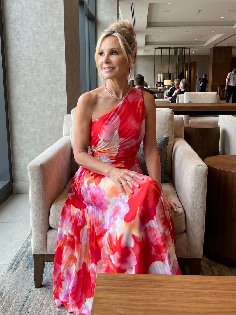 Soraya | One-Shoulder Pleated Bodice Midi Dress