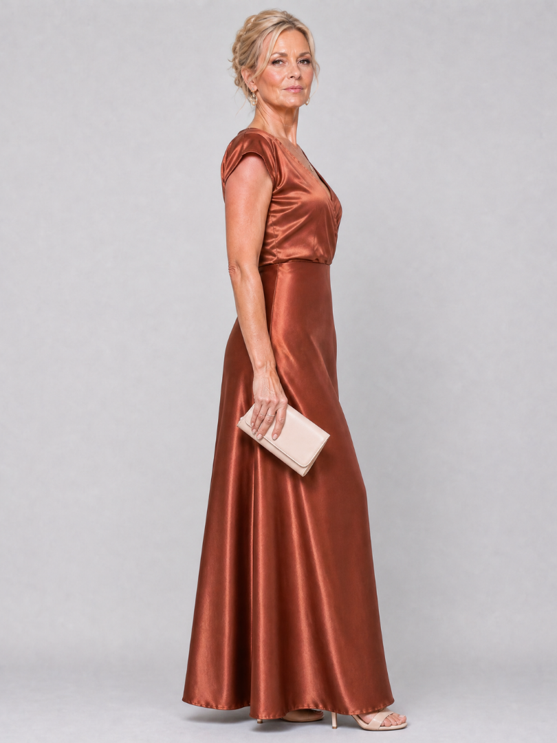 Adeline | Cap Sleeve Wrap Bodice Maxi Dress