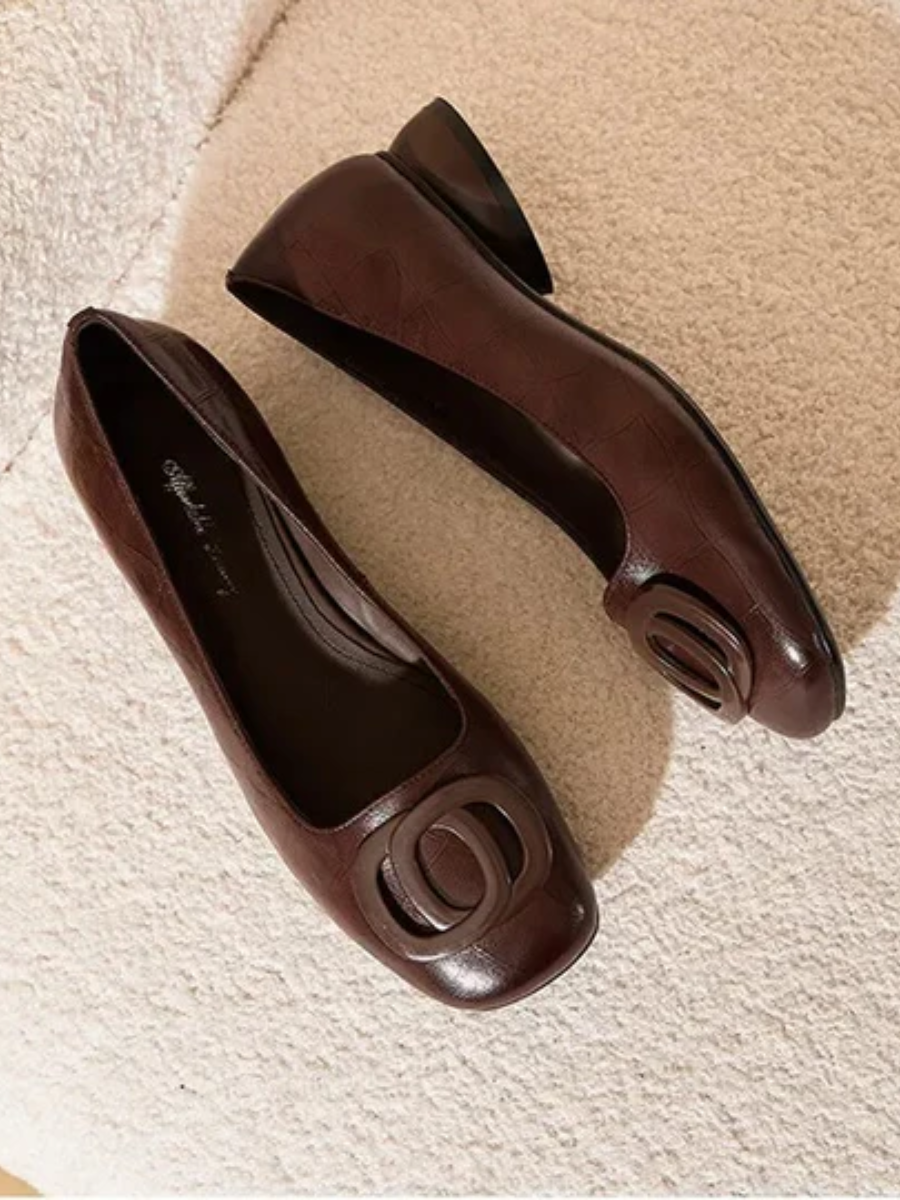Edda | Square-Toe Leather Ballet Flats