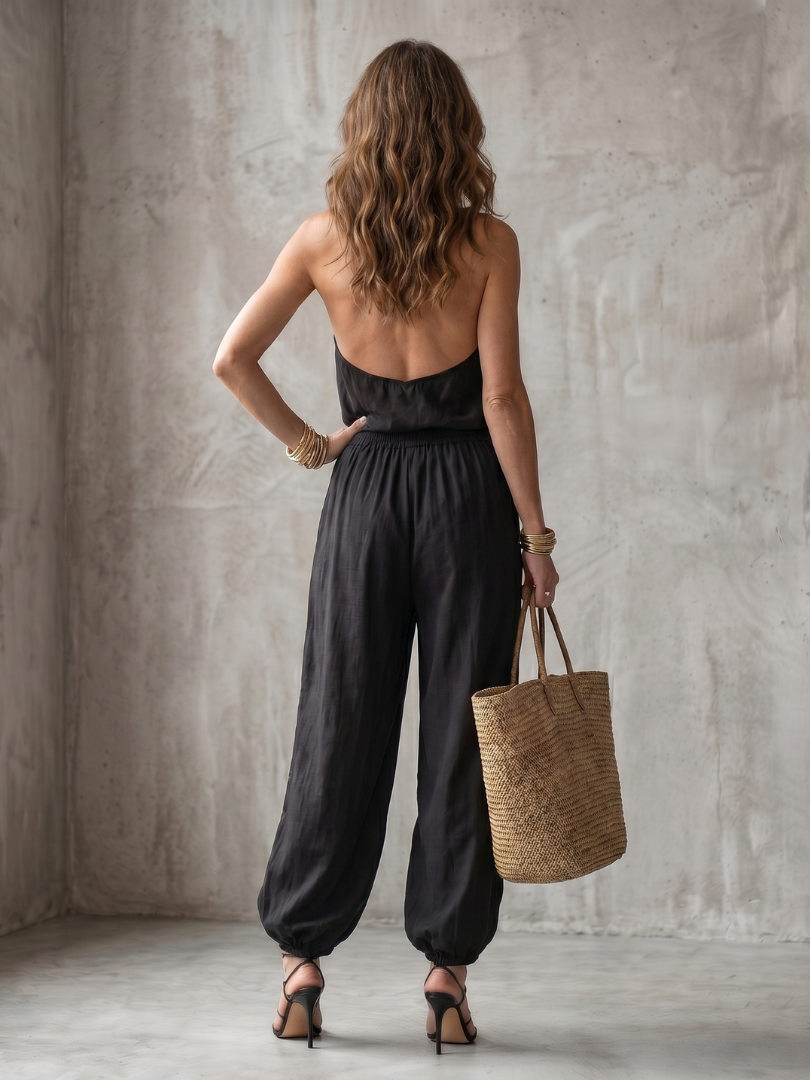 Tatum | Drape Neck Fluid Top & Wide Leg Trouser Set