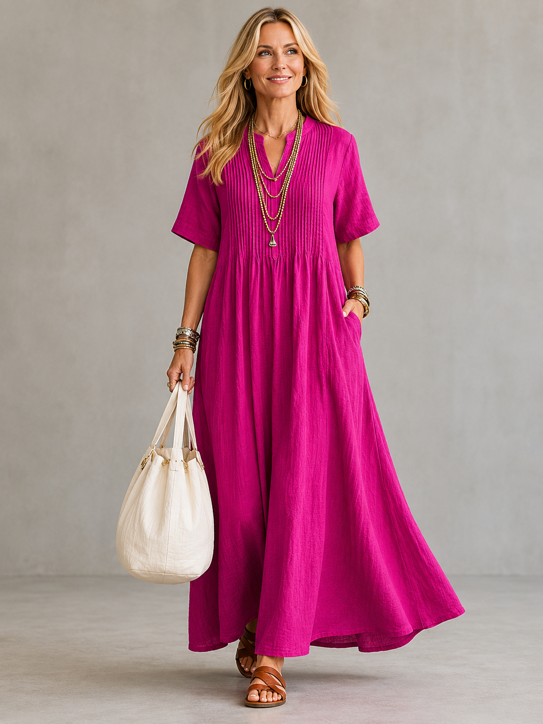 Plisse | Flowy Pleated Midi Dress