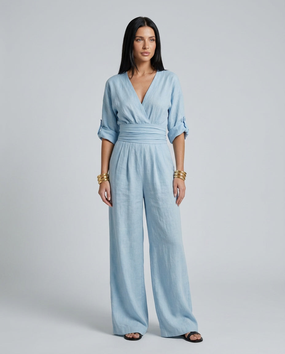 Alejandra | Cross Front Wide Leg Jumpsuit