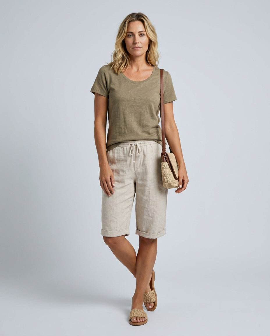 Lila | Knee-Length Drawstring Bermuda Shorts