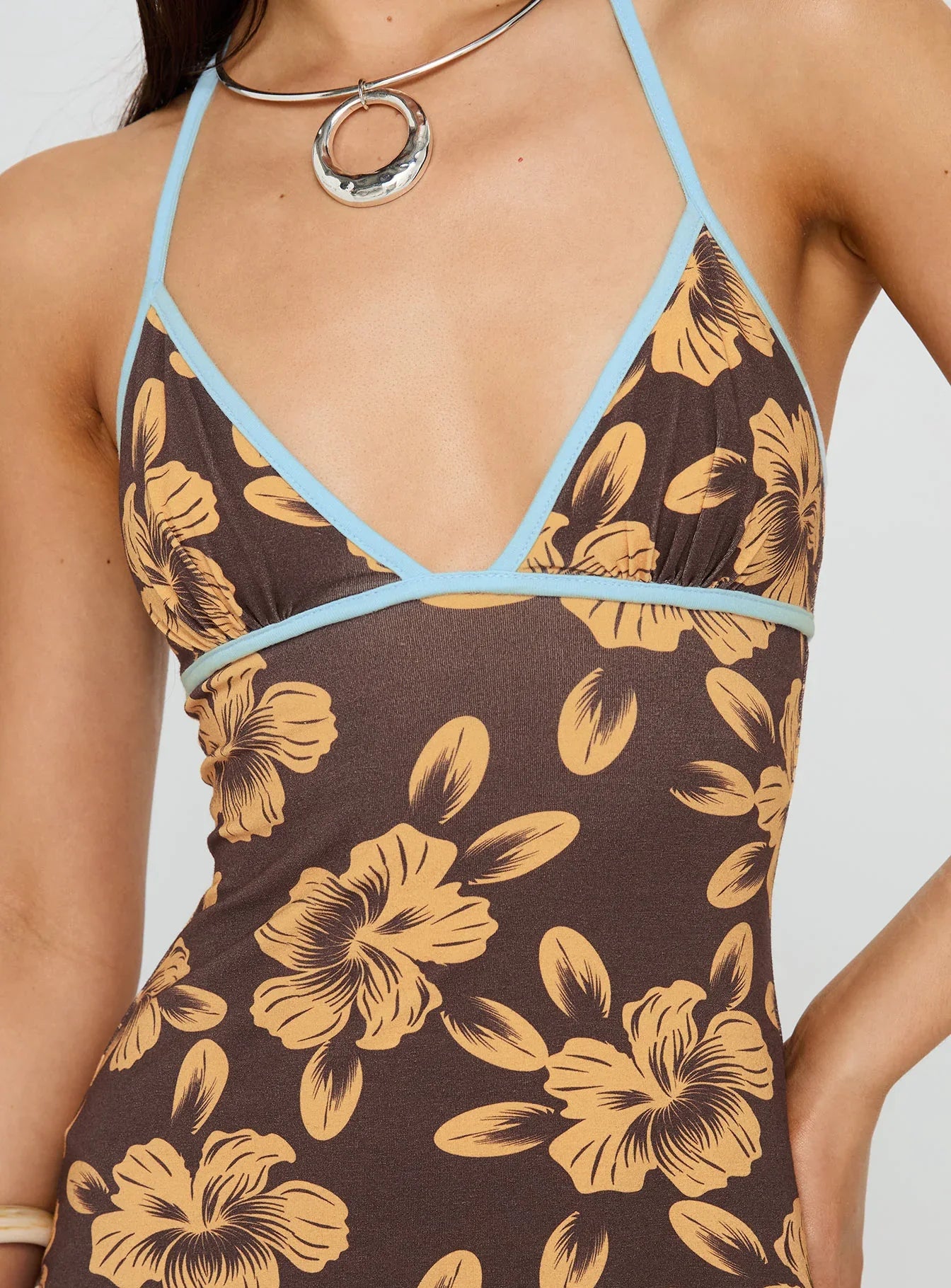 Anais | Ruched Floral Halter Mini Dress
