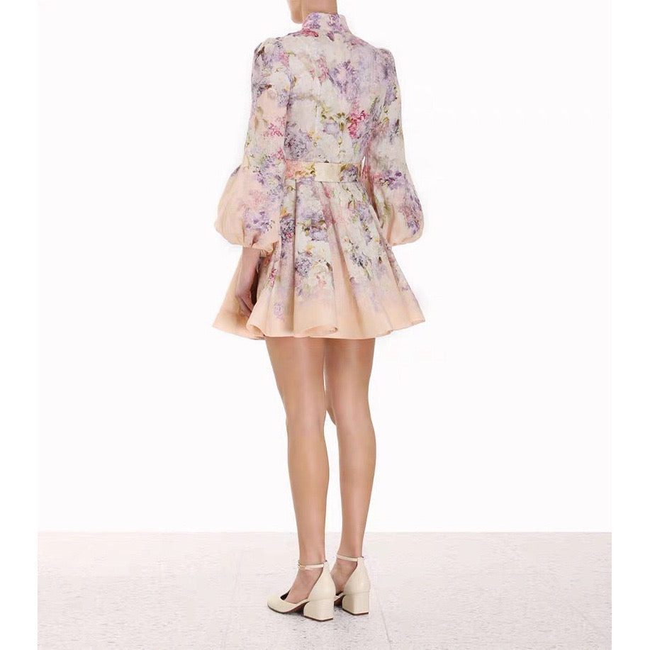 Romy | Floral Linen-Blend Mini Dress