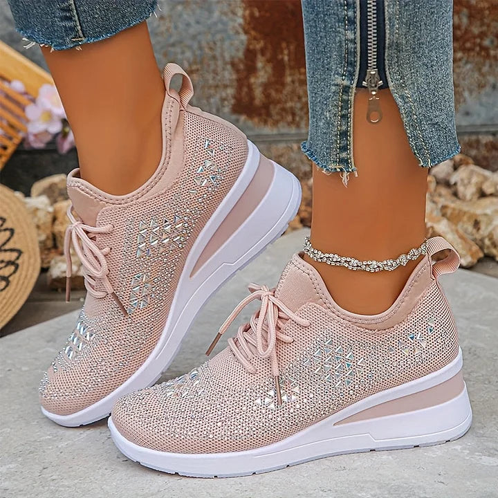 Nuria | Rhinestone Cushioned Platform Sneakers