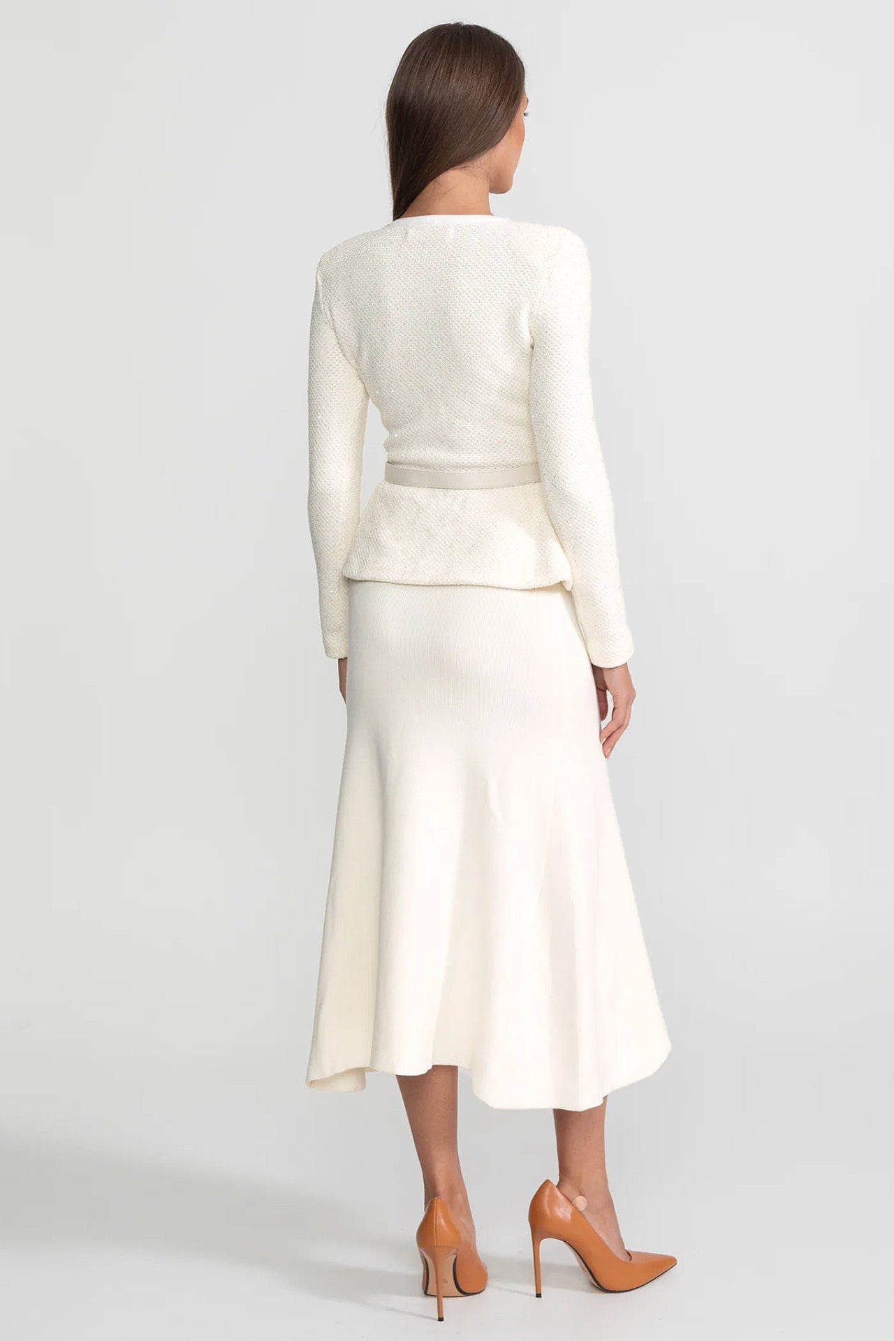 Women's Tweed Peplum Race Day Midi Dress