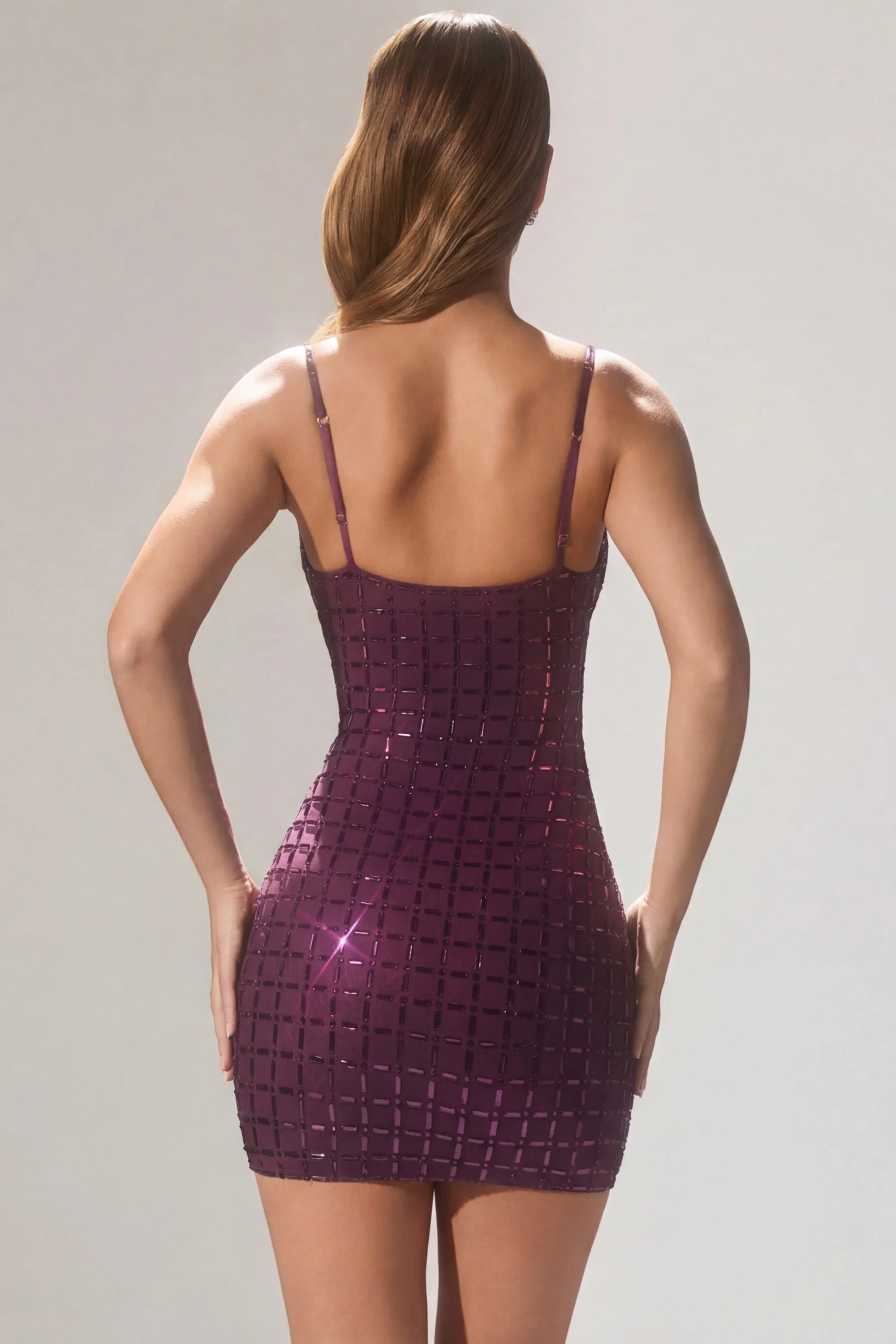 Saskia | Embellished Plunge Semi-Sheer Mini Dress