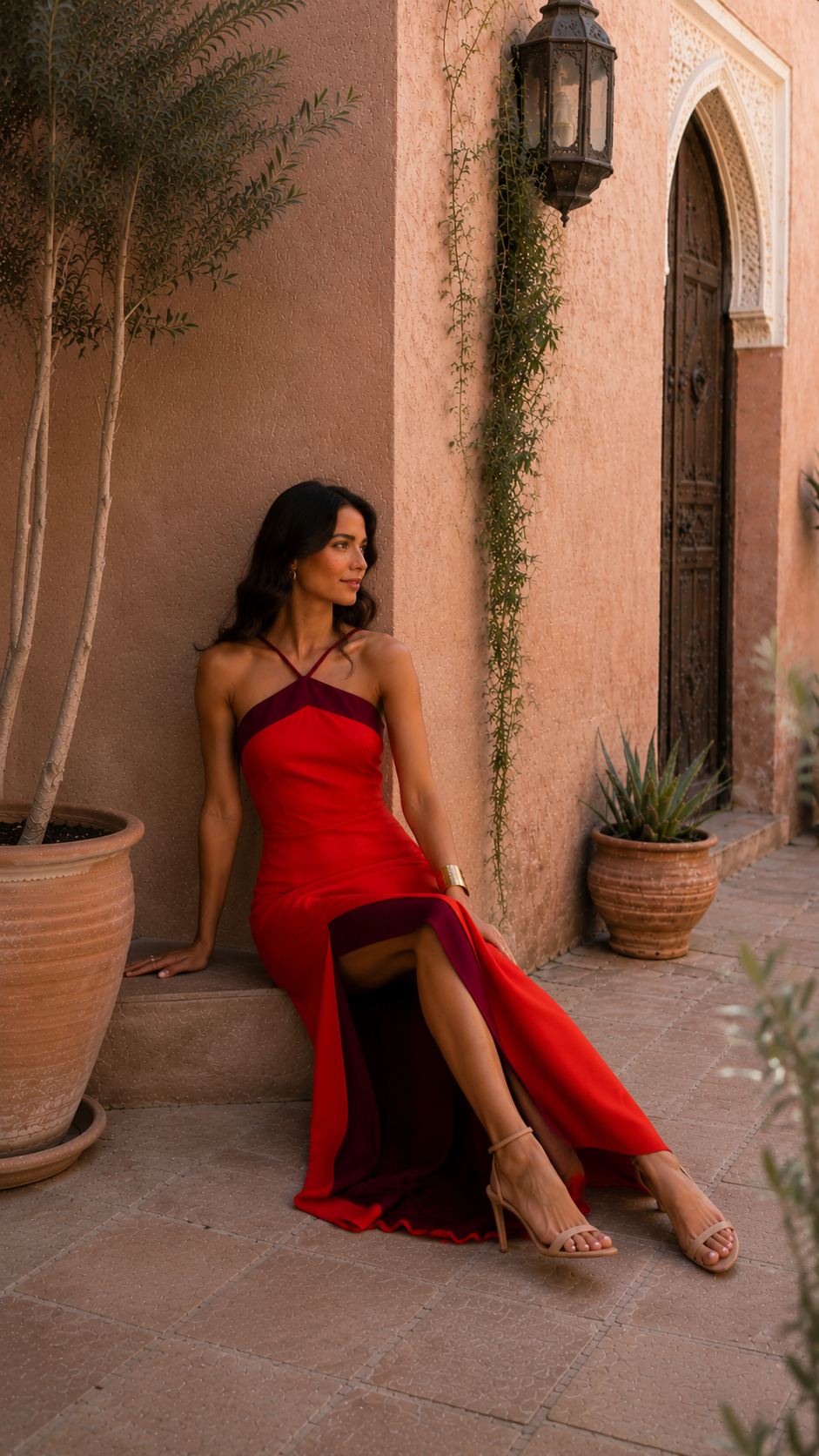 Zara | Halter Neck Crossover Slit Maxi Dress