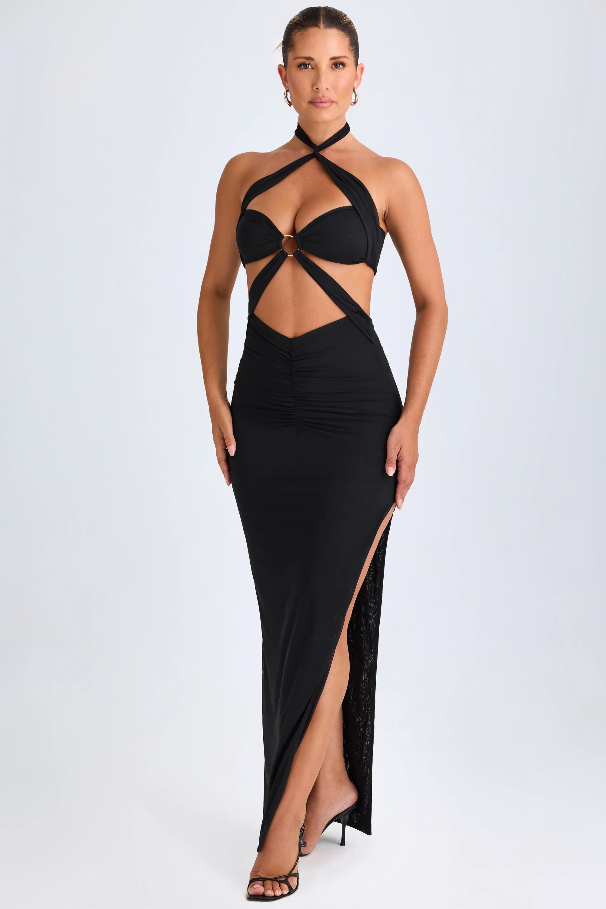 Juliette | Hardware Detail Cut-Out Halterneck Maxi Dress