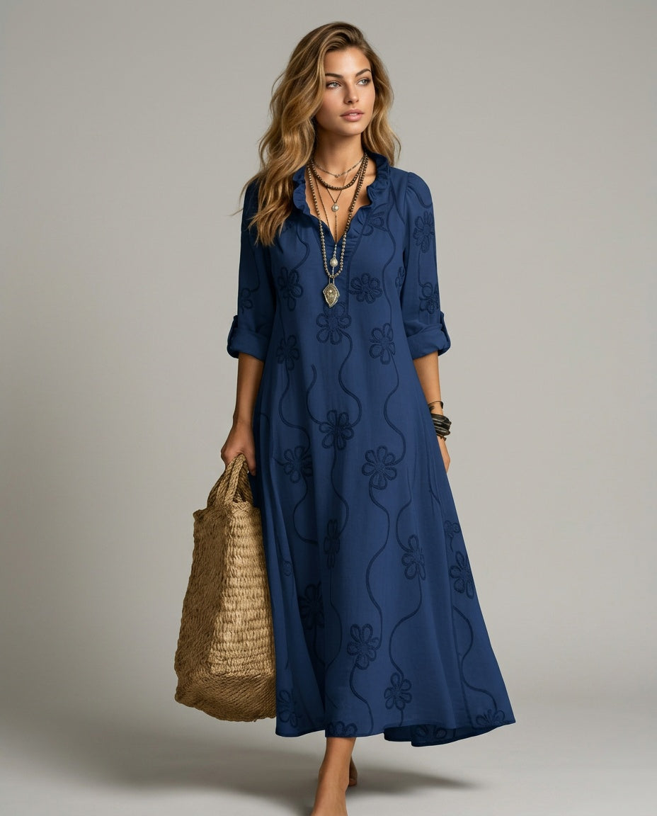 Una | Floral Waist-Defining Summer Midi Dress