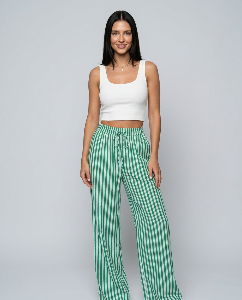 Willa | Striped Relaxed Wide-Leg Trousers